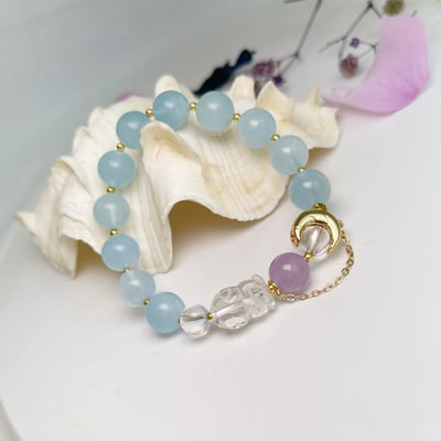 福氣/正能量-《福氣白水晶小豬·海藍寶手鍊》1