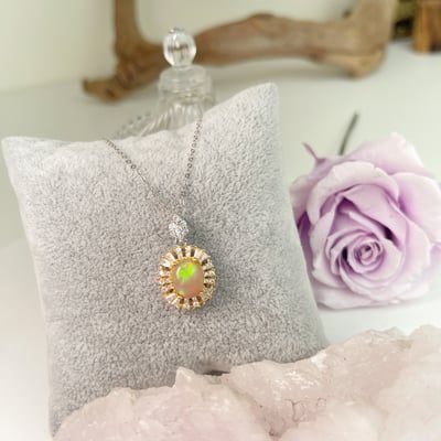 高檔游彩/心靈寶石-《高火彩鑽圈蛋白石項鍊》3