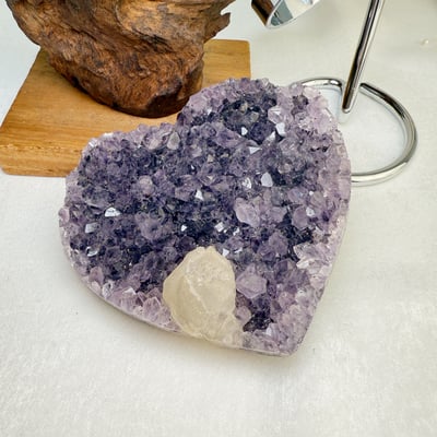 聚財聚氣/淨化磁場-《晶柱共生愛心原礦紫晶鎮擺件》4