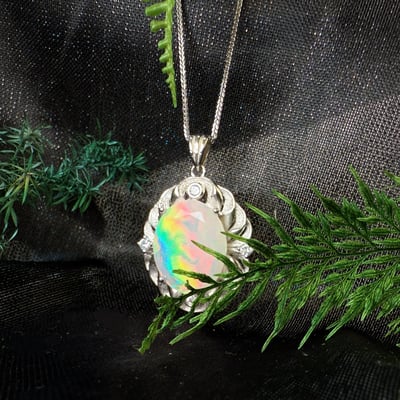 高韻光遊彩/透體料-《頂級高光遊彩蛋白石珠寶項鍊》橢圓切割4