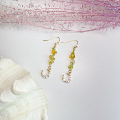 事業能量-《黃水晶橄欖石月亮耳環》1