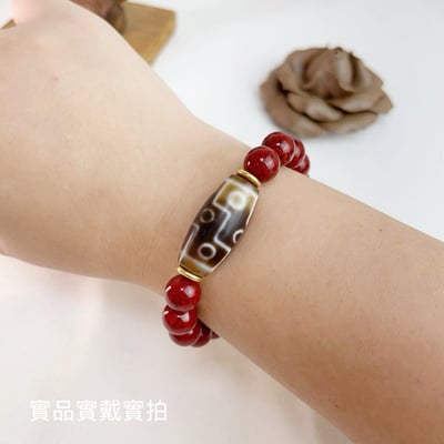 旺運勢/招財/擋煞-《九眼天珠·礦體硃砂手鍊》6