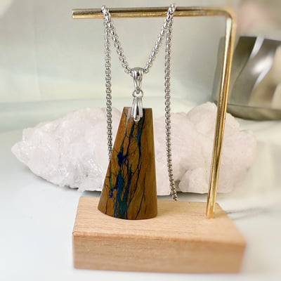 吉祥/招財/避邪-《黃底藍紋龍鳳石項鍊》6