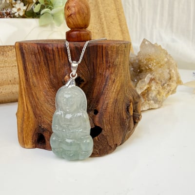 平安/吉祥/靜心-《冰種豆青觀音項鍊》7