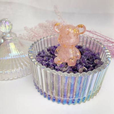 淨化消磁-《粉晶金箔小熊水晶淨化盒》3