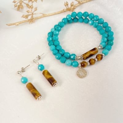 聚財/保平安-《藍松石長虎眼雙圈手鍊》2