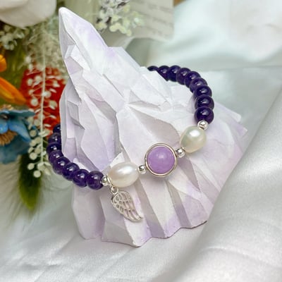 天然珍珠/貴人相助-《純銀翅膀珍珠紫水晶手鍊》4