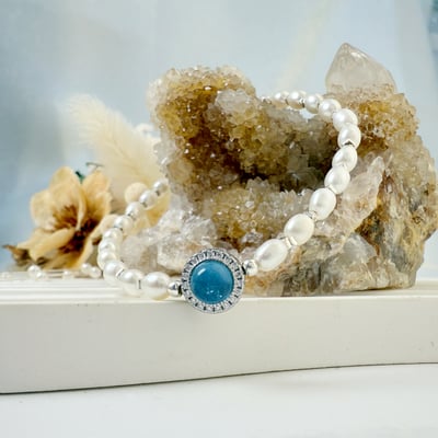 心靈能量/好氣色/好運氣-《海藍寶珍珠純銀手鍊》3