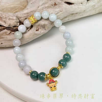 吉祥平安/緬甸玉-《雙色緬甸玉財神手鍊》4