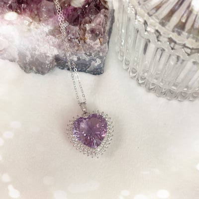 高工藝/珠寶級-《雙鑽圈愛心紫水晶項鍊》6