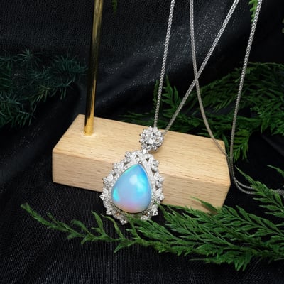 高韻光遊彩/透體料-《頂級高光遊彩蛋白石珠寶項鍊》厚料水滴8