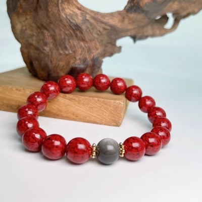 旺運勢/招財/擋煞-《帶眼銀曜·礦體硃砂手鍊》2