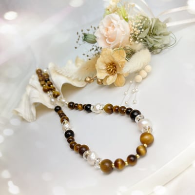 好財運好氣色-《珍珠虎眼石珠鍊項鍊》5