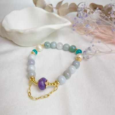 智慧貴人/吉祥平安-《紫龍晶緬甸玉珠手鍊》5