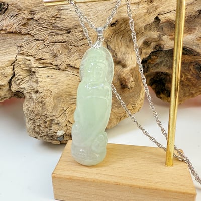 平安吉祥/心靈安定-《冰豆青緬甸玉觀音項鍊》3