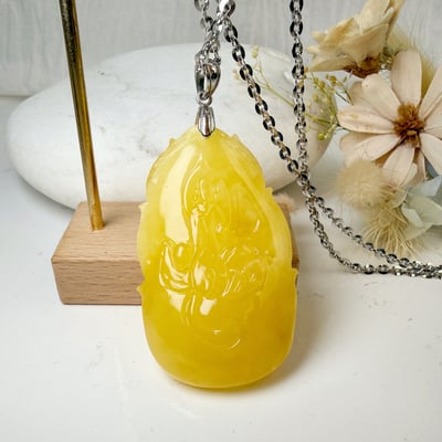 辟邪去災/招財納福-《觀音白花蜜蠟項鍊》5