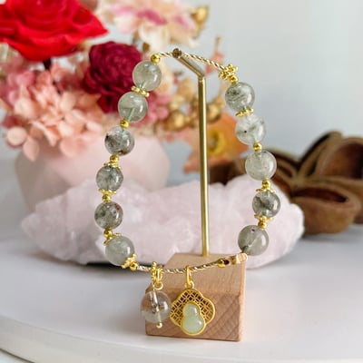 招財/事業-《和田玉葫蘆綠幽靈水晶手鍊》5