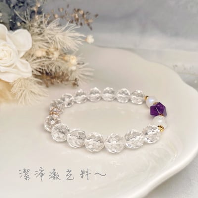 淨化/除穢/貴人-《紫晶白月光白水晶手鍊》3