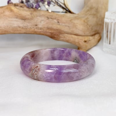 原礦紫水晶瑪瑙鐲A43