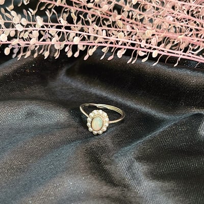 火光遊彩/透體料-《珍珠圈水晶蛋白石戒指》7