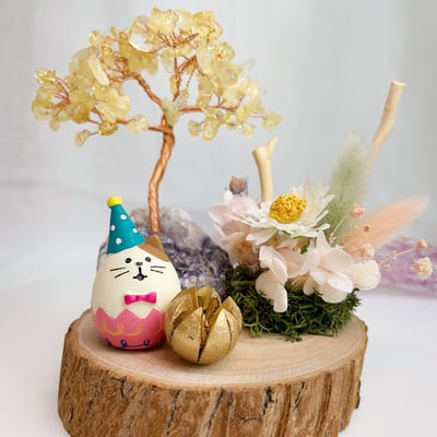 招財/貴人/開運-《螢石黃水晶發財樹水晶樹彩蛋貓咪擺件》6