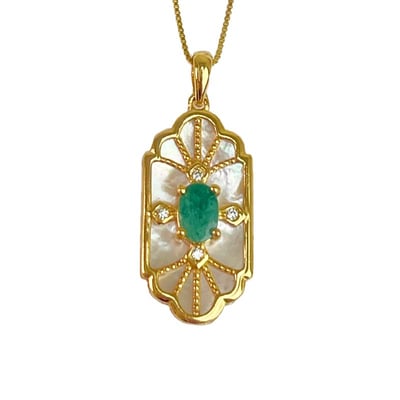 主流寶石/珠寶投資-《幻彩貝母祖母綠項鍊》1