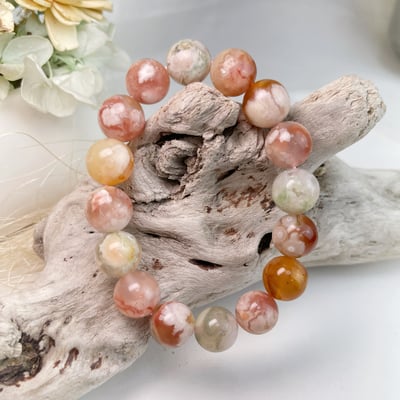 好氣色/磁場循環/招財-《12.5mm櫻花瑪瑙手鍊》2