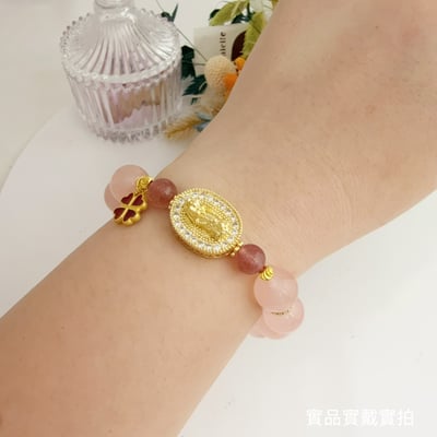 桃花/招財/好運-《貔貅金座粉晶手鍊》6