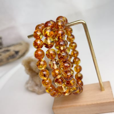 擋煞招財/天然琥珀-《8mm黃金花珀琥珀手鍊》6