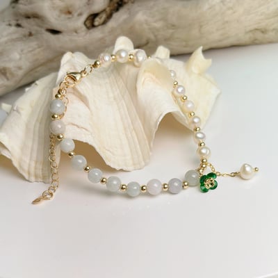 平安吉祥/養顏美容-《有錢花緬甸玉珍珠手鍊》2
