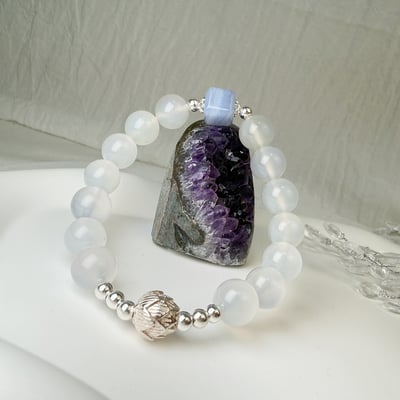 貴人/靜心-《銀飾蓮花白玉髓手鍊》4