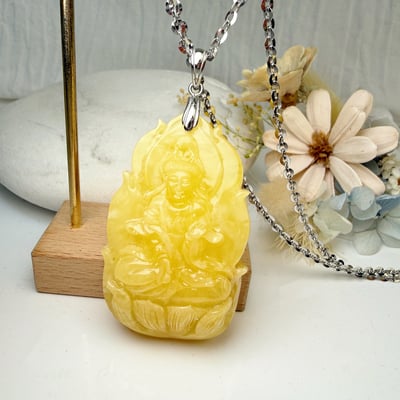 辟邪去災/招財納福-《觀音白花蜜蠟項鍊》4