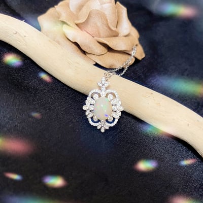 多色遊彩/天然蛋白石-《霓虹火彩蛋白石項鍊》3