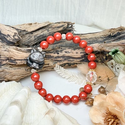 強效人緣/鎮煞避邪/財富能量-《銀曜九尾狐帝王砂硃砂手鍊》2