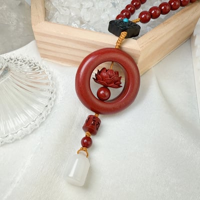 擋煞平安/淨心雅緻-《蓮花圈黑檀紫硃砂吊飾》4