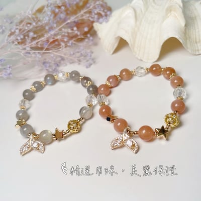 時尚設計/長石家族-《璀璨星辰橙月光拉長石魚尾手鍊》3