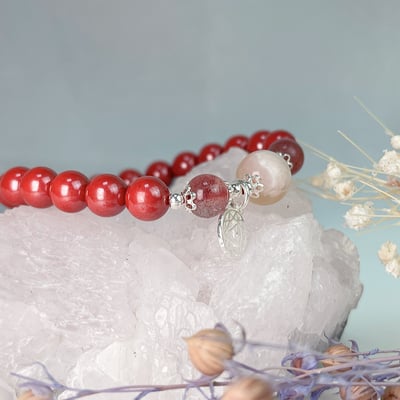 避邪擋煞 / 開運招財-《櫻花瑪瑙 草莓晶 帝王砂硃砂手鍊》3
