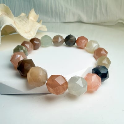 正能量/安穩平靜-《11mm彩色月光石角珠手串》4