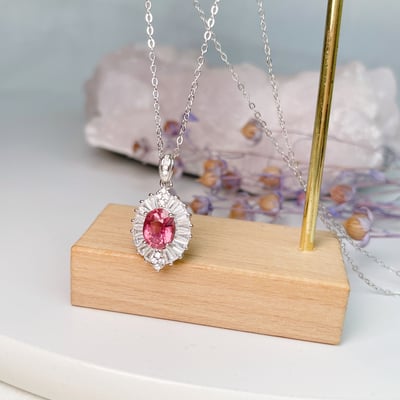 色澤濃郁/收藏級-《高檔粉碧璽項鍊》3