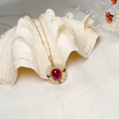 巴洛克蛋面紅寶項鍊4