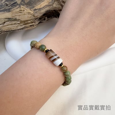 避邪平安/招福趨吉-《纏絲瑪瑙老礦綠松石手鍊》6