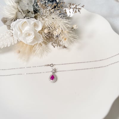精鑲水滴形紅寶項鍊6
