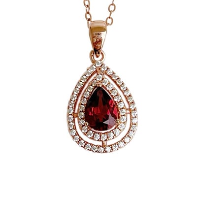 水滴紅石榴項鍊1