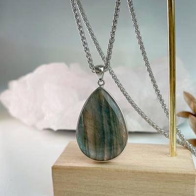 穩定磁場/守護的力量-《高檔水滴藍韻光拉長石項鍊》5