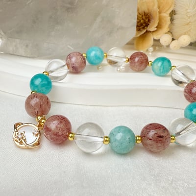 貴人/正能量/思緒-《星球貝母草莓天河手鍊》4