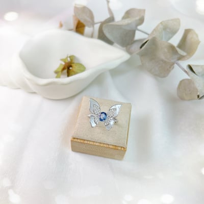 貝母蝴蝶藍寶戒指2