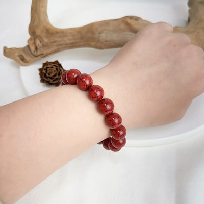 招財&擋煞-《12mm整圈礦體硃砂手鍊》5