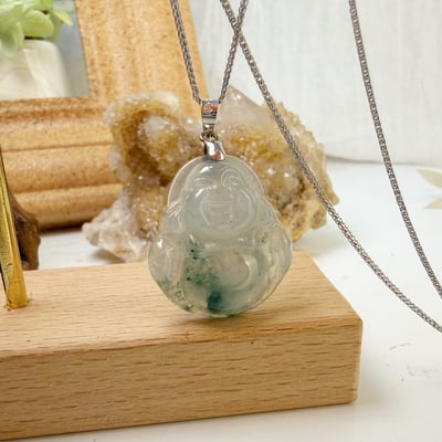 化解煞氣/福氣喜樂-《冰種飄花彌勒佛項鍊》3