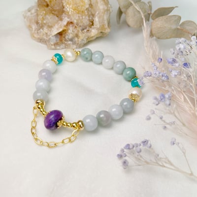 智慧貴人/吉祥平安-《紫龍晶緬甸玉珠手鍊》2