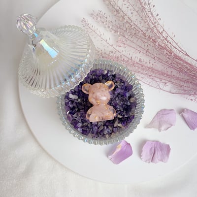 淨化消磁-《粉晶金箔小熊水晶淨化盒》6